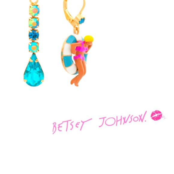 🌊 Betsey Johnson Pool Party Necklace & Mismatched Pool Party Earrings NWT - Picture 7 of 7